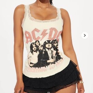 AC/DC Cream Pink Graphic Sleeveless Tank Top Sz M